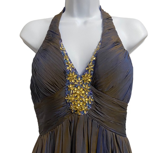 Whimsical Babydoll Halter Neck Silk Formal Dress 4 Fairy Prom Gala Ball Event - Picture 4 of 12